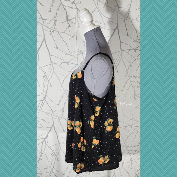 Torrid Black Polkadot Orange Printed Strappy Sophie Tiered Cami - Picture 2 of 4